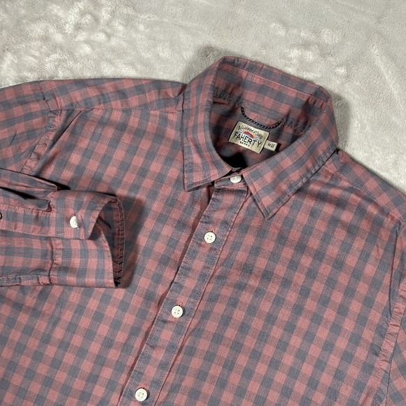 Faherty Other - Faherty The Movement Shirt Mens Medium Pink Blue Gingham Plaid Button Down Long